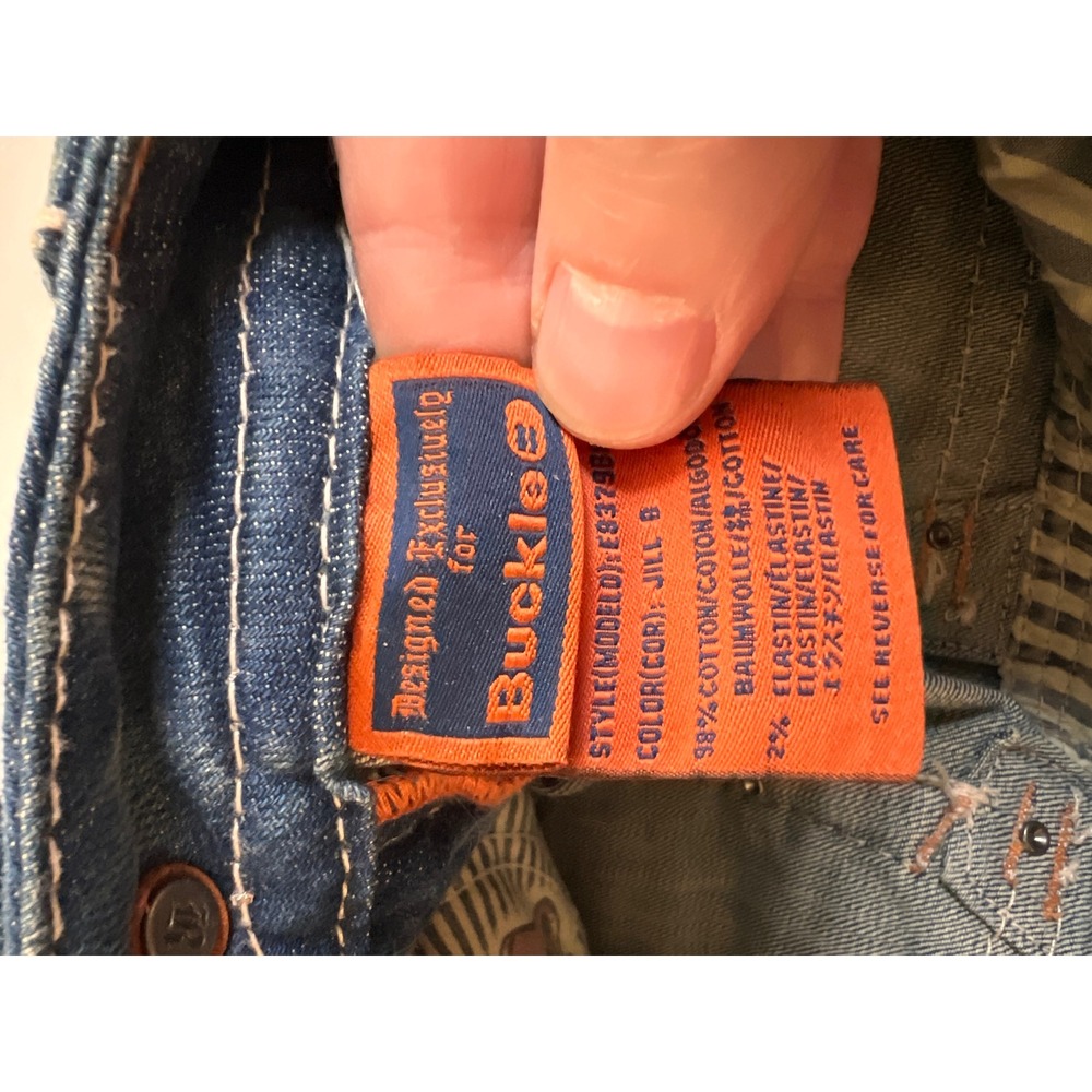 Rock Revival 3011 Bootcut Jeans Blue Distressed Embroidered Flap Pocket Size 25 - Picture 10 of 10
